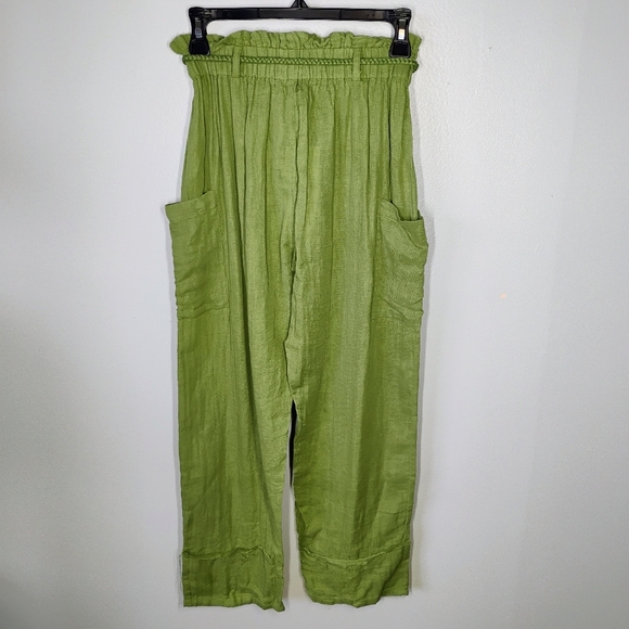 Wayan Natural Wear Cotton Cargo Pants Green Rope Waist Tie Travel Size Small - Picture 4 of 13